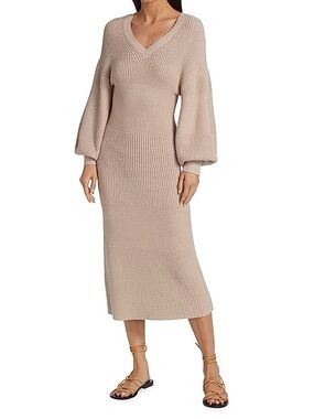 Staud Carnation Puff Sleeve Dress in White